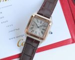 TW Factory Cartier Santos-Dumont 46.6*33.9mm Quartz Movement TT RG Case Brown Leather Strap Watch